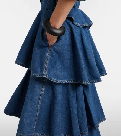 Alaïa Alaia Women Spiral Skirt In Denim In Blue