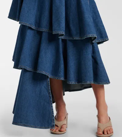 Alaïa Alaia Women Spiral Skirt In Denim In Blue