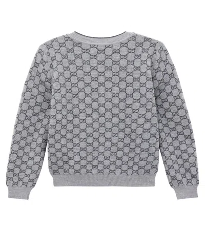 Gucci Grey Sweater For Kids With Gg Motif In Gray