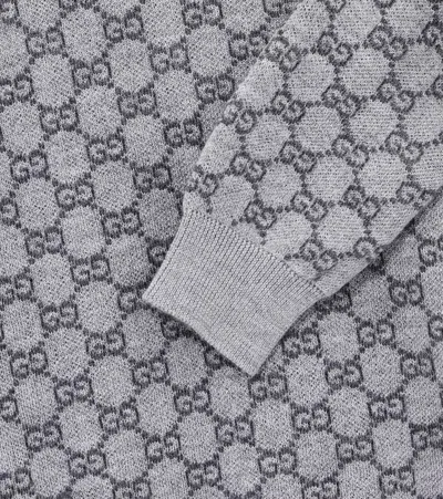 Gucci Grey Sweater For Kids With Gg Motif In Gray