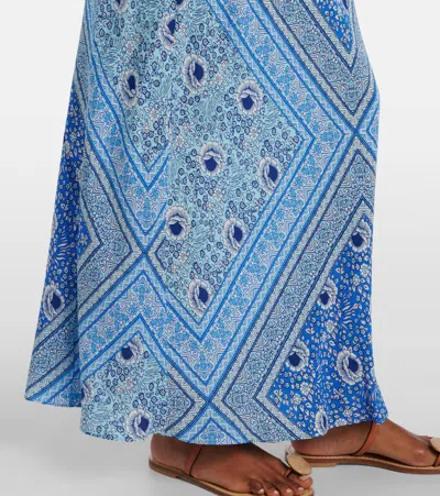 Rixo London Rixo Maura Patterned Halter-neck Chiffon Midi Dress In Blue