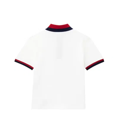 Gucci Web Stripe Cotton-blend Polo Shirt In White