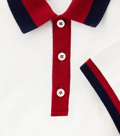 Gucci Web Stripe Cotton-blend Polo Shirt In White