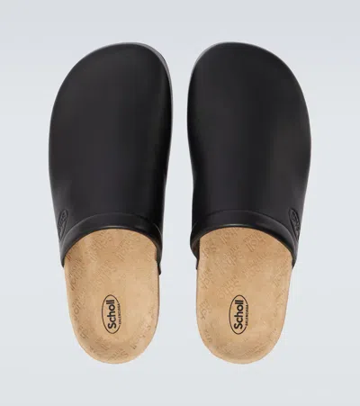 Balenciaga Men Leather Mules With Cork Insole In Black