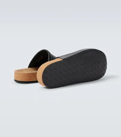 Balenciaga Men Leather Mules With Cork Insole In Black