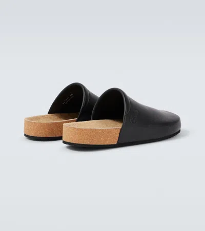 Balenciaga Men Leather Mules With Cork Insole In Black