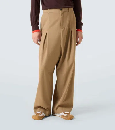 Loewe Cotton Twill Wide-leg Pants In Brown