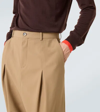 Loewe Cotton Twill Wide-leg Pants In Brown