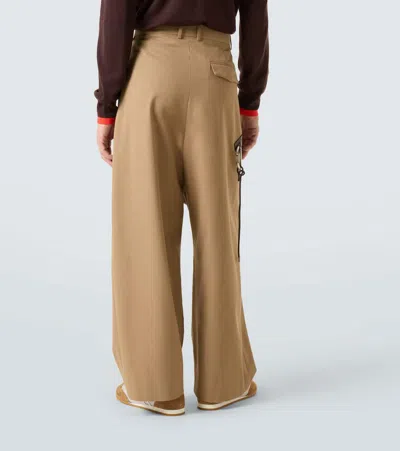 Loewe Cotton Twill Wide-leg Pants In Brown