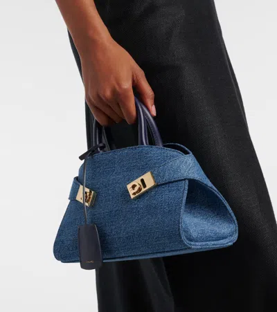 Ferragamo Hug Small Denim Tote Bag