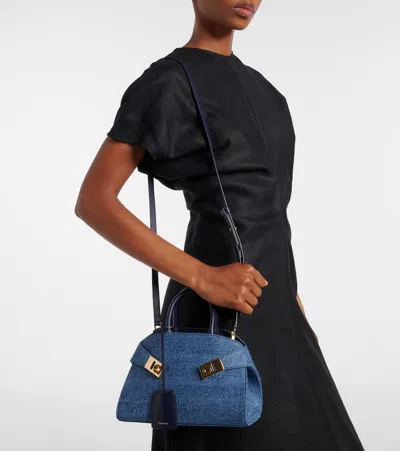 Ferragamo Hug Small Denim Tote Bag