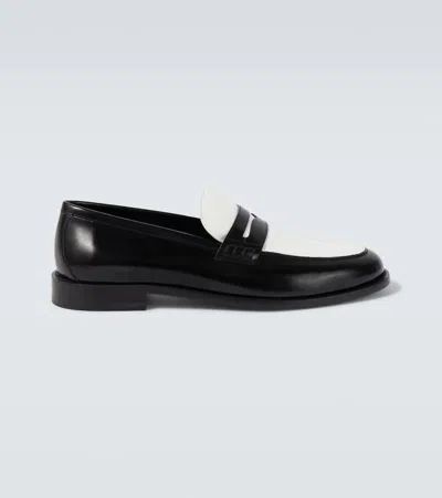 Manolo Blahnik Perry Leather Penny Loafers In Black