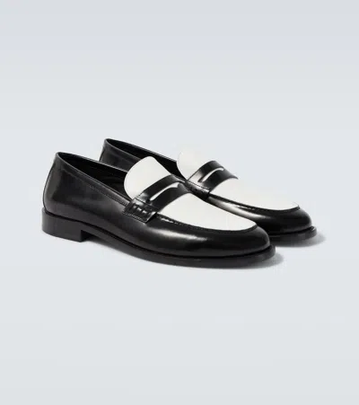 Manolo Blahnik Perry Leather Penny Loafers In Black