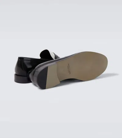 Manolo Blahnik Perry Leather Penny Loafers In Black
