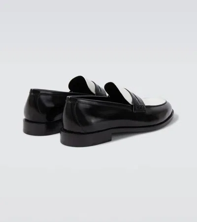 Manolo Blahnik Perry Leather Penny Loafers In Black