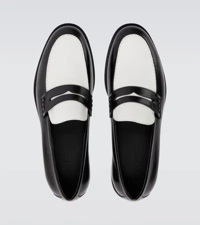 Manolo Blahnik Perry Leather Penny Loafers In Black