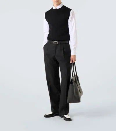 Manolo Blahnik Perry Leather Penny Loafers In Black