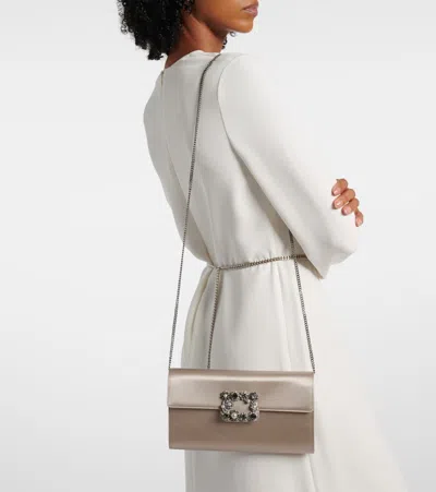Roger Vivier Envelope Embellished Satin Clutch