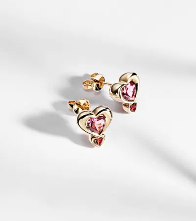 Roxanne First 14kt Gold Single Earring With Tourmaline And Garnet