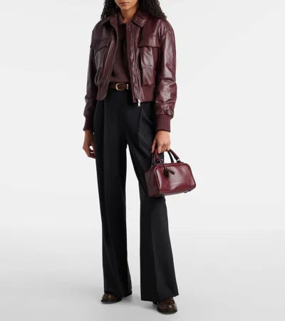 Brunello Cucinelli Explorer Small Boston In Glossy Nappa Leather Bags In Burgundy