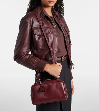 Brunello Cucinelli Explorer Small Boston In Glossy Nappa Leather Bags In Burgundy
