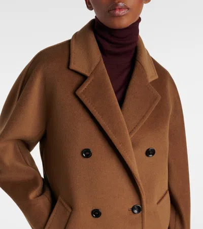 Max Mara Women Wool Double-breasted Coat In Brown