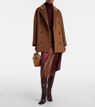 Max Mara Women Wool Double-breasted Coat In Brown