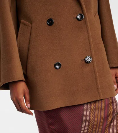 Max Mara Women Wool Double-breasted Coat In Brown
