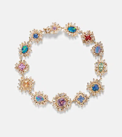 Suzanne Kalan Flower Burst 18kt Gold Bracelet With Opal, Sapphire, And Diamonds