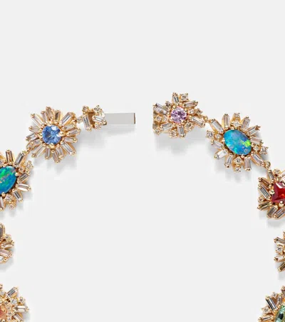 Suzanne Kalan Flower Burst 18kt Gold Bracelet With Opal, Sapphire, And Diamonds