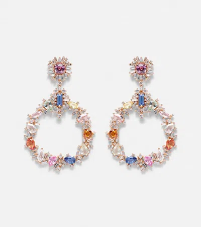 Suzanne Kalan 18kt Rose Gold Earrings With Sapphire And Diamonds
