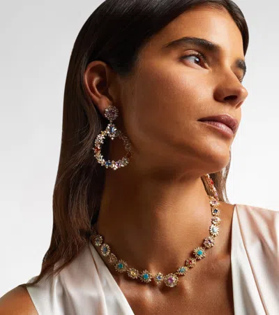 Suzanne Kalan 18kt Rose Gold Earrings With Sapphire And Diamonds
