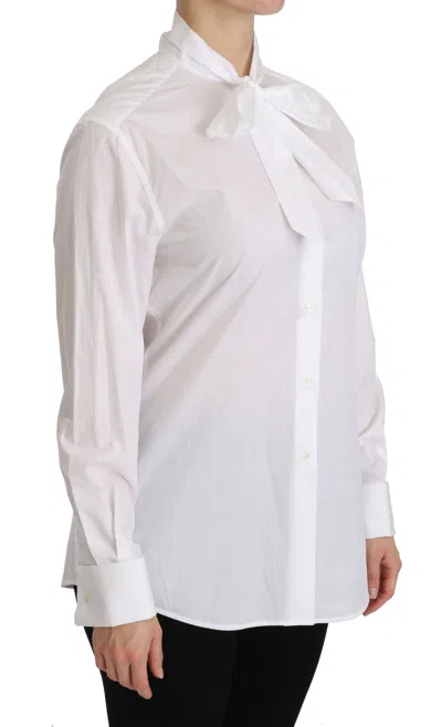 Dolce & Gabbana White Turtle Neck Long Sleeve Polo Shirt In White