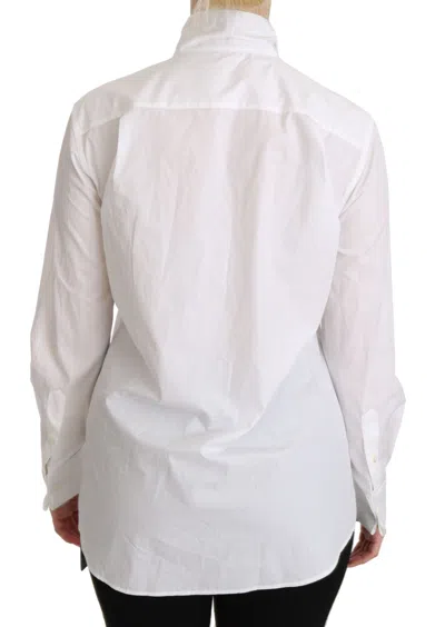 Dolce & Gabbana White Turtle Neck Long Sleeve Polo Shirt In White