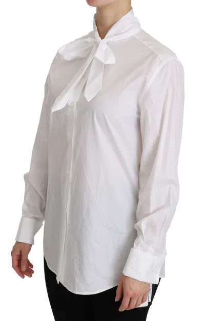 Dolce & Gabbana White Turtle Neck Long Sleeve Polo Shirt In White