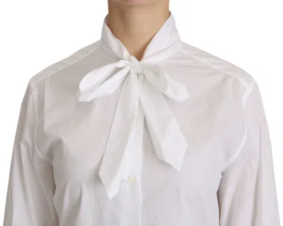 Dolce & Gabbana White Turtle Neck Long Sleeve Polo Shirt In White