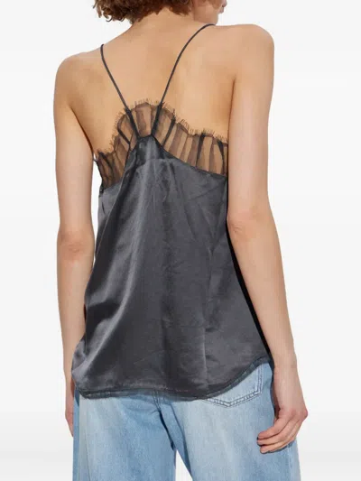 Iro Lace-trim Silk Top In Gray