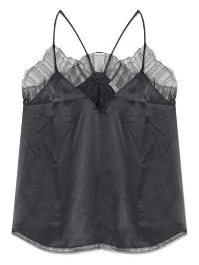 Iro Lace-trim Silk Top In Gray