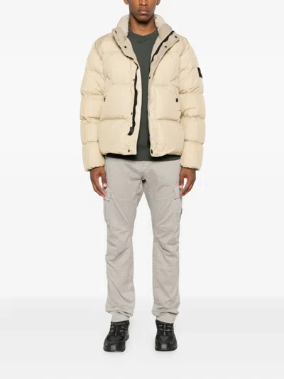 Stone Island Compass-badge Quilted Puffer Jacket In Neutral