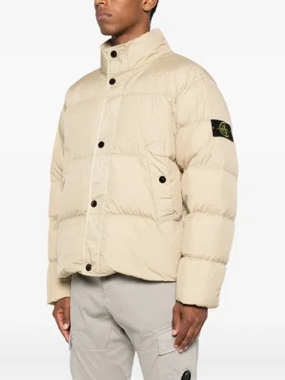 Stone Island Compass-badge Quilted Puffer Jacket In Neutral