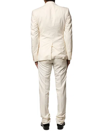 Pre-owned Dolce & Gabbana Ivory Wool 3 Piece Single Breasted Men's Suit () In White