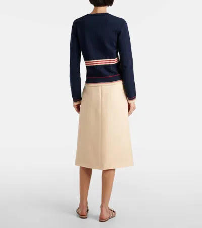 Valentino Cotton Sweater Crew Neck Long Sleeves In Blue