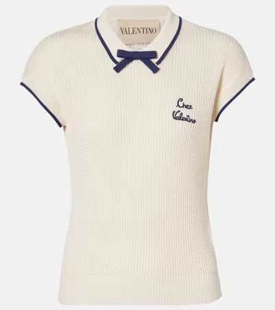 Valentino Cotton Tops With Bow Detail And Cap Sleeves