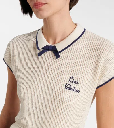 Valentino Cotton Tops With Bow Detail And Cap Sleeves
