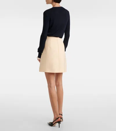 Valentino Bow-detailed Wool And Silk-blend Mini Skirt In Neutral