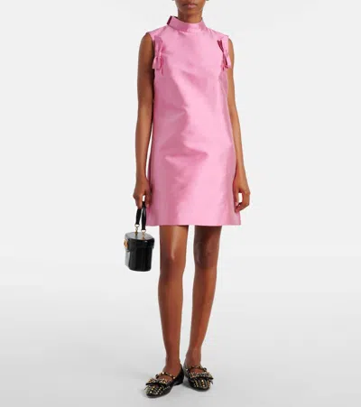 Valentino Garavani Bow Detail Shantung Silk Minidress