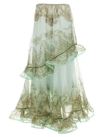 Zimmermann Green Crush Flutter Maxi Skirt In Green