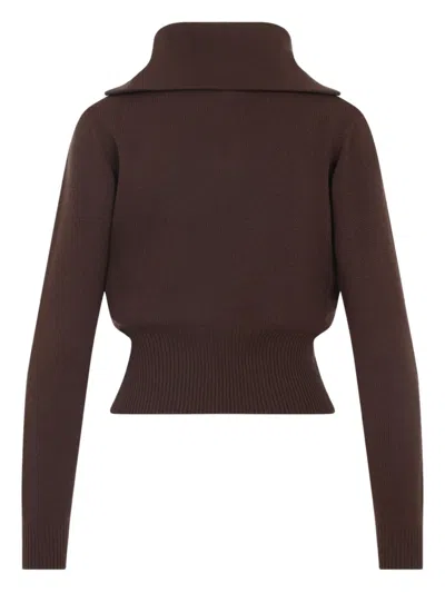 Miu Miu Knit Ls Polo Long Sleeves In Brown