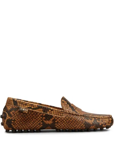 Tod's Loafer Mit Schlangen-print In Brown