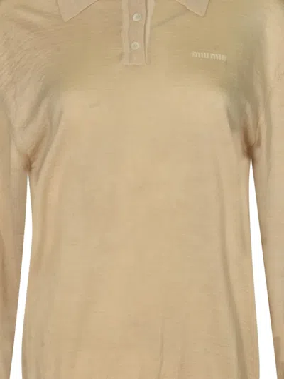 Miu Miu Long-sleeves Polo Shirt In Neutral